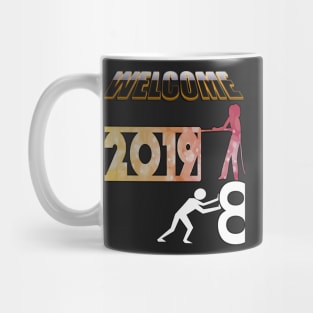 New Year 2019 Celebration Apparel & Gifts, Happy New Year 2019 Shirt Pushing Old Out & Pulling in New Years Eve Mug